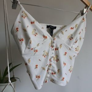 White Floral Cropped Cami